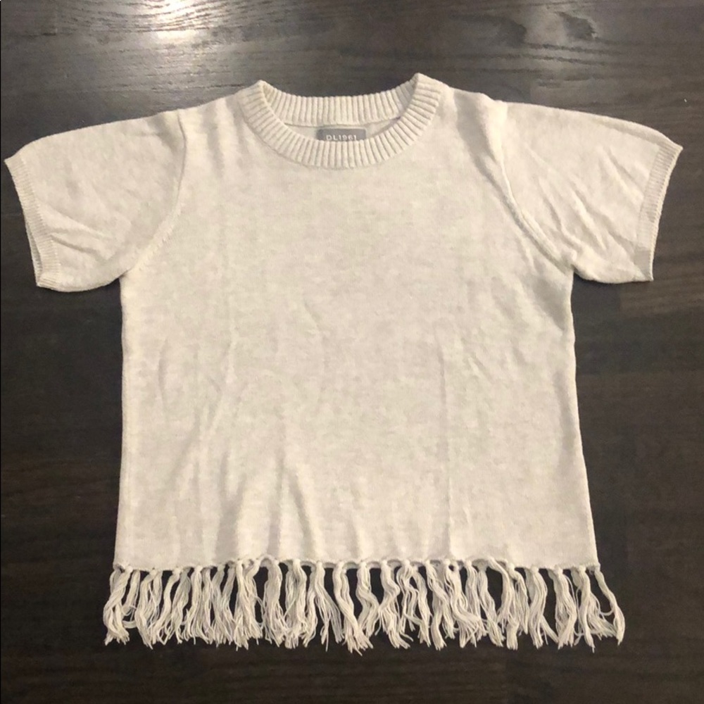 Short-Sleeve Fringe Sweater